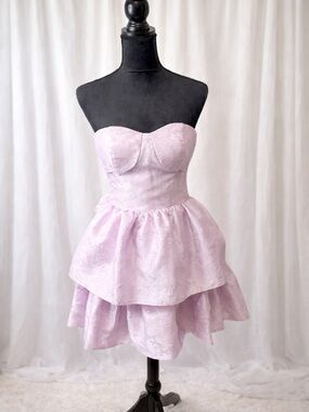 NWT Lavender Strapless Ruffle Dress | Lilac Prom Party Coquette